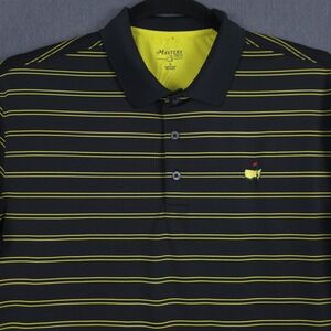 Masters Tech‎ Performance Golf Polo Mens Large Black Striped Augusta National